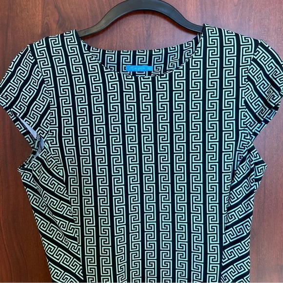 J MCLAUGHLIN Greek Key Mint & Navy Sheath Dress Catalina Cloth Size XS - Picture 3 of 6